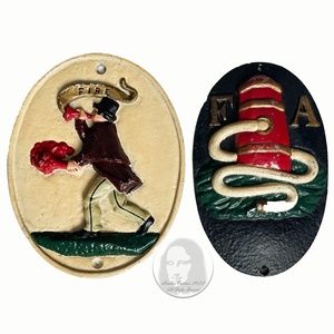 Firefighter Decor 2pc Set Fire Association Mark Plaques Home Decor Vintage
